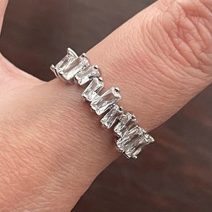 Silver Crystal Baguette Ring